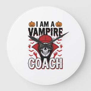 Vampir-Trainer Halloween-Totenkopf-Vintage-Shirt-D Große Wanduhr