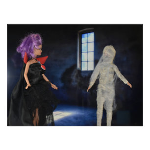 Vampir und Mumie auf der Jagd. Halloween Poster