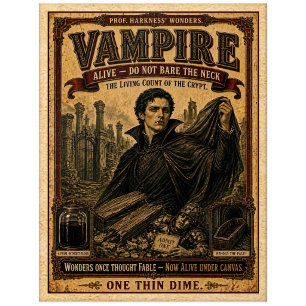 Vampir, Vintage Zirkusmonster Postkarte