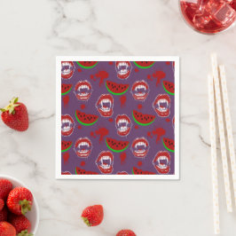 Vampir & Wassermelone Gruseliger Sommerween Lila Serviette