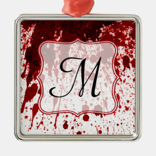Vampirblut tropfendes Monogramm Anfangsornament Silbernes Ornament