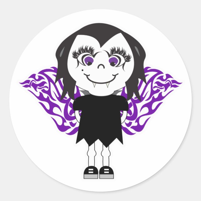 Vampire Angel Girl Tribal Wings Runder Aufkleber (Vorderseite)