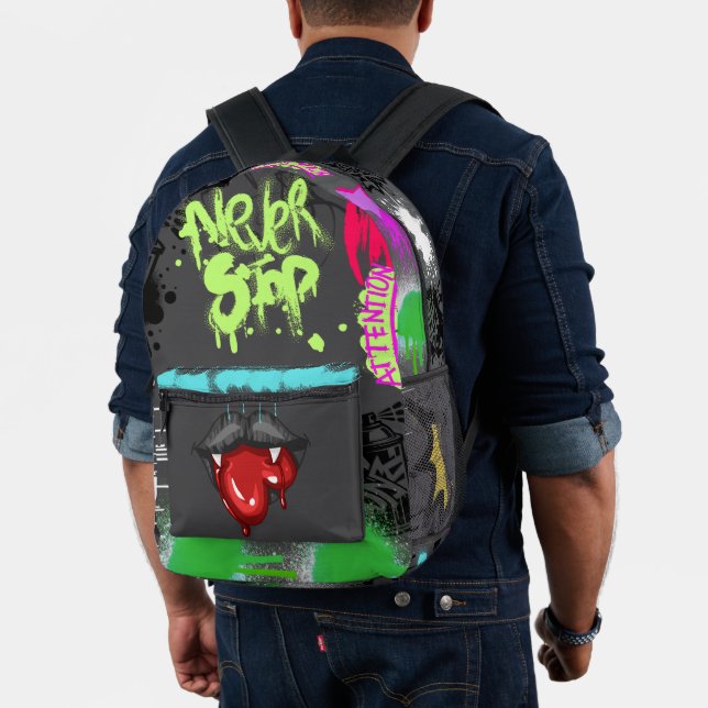 Vampire aß Herz Streetart Sprayfarbe Bedruckter Rucksack (Insitu (Modell))