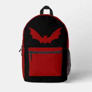 VAMPIRE BAT BACKPACK (SCHWARZ ROT) BEDRUCKTER RUCKSACK