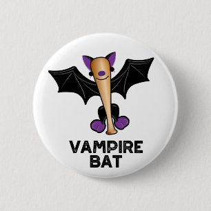 Vampire Bat Funny Baseball Pub Button