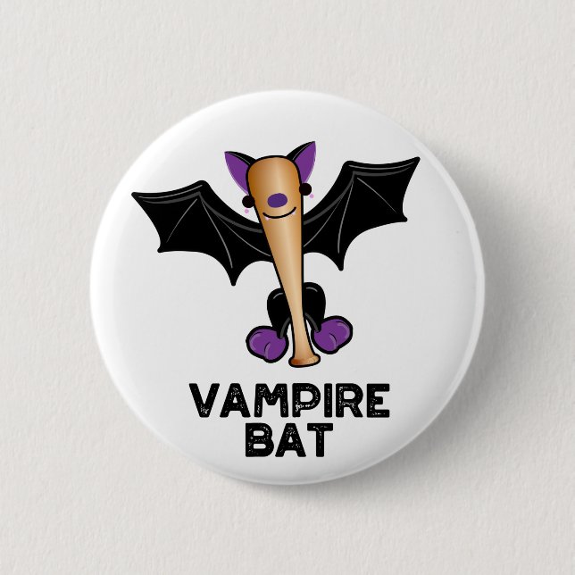 Vampire Bat Funny Baseball Pub Button (Vorderseite)