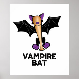 Vampire Bat Funny Baseball Pub Poster