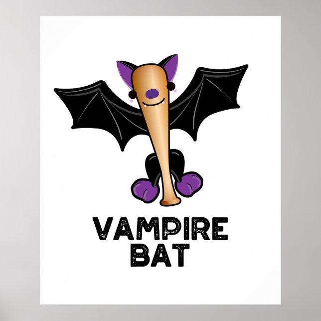 Vampire Bat Funny Baseball Pub Poster (Vorne)