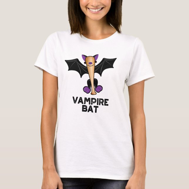 Vampire Bat Funny Baseball Pub T-Shirt (Vorderseite)