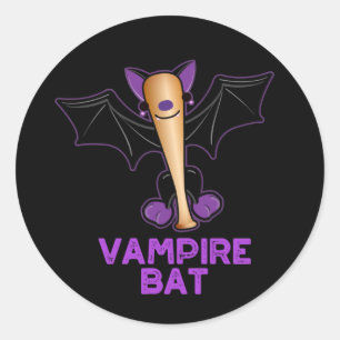 Vampire Bat Funny Baseball Pun Dark BG Runder Aufkleber