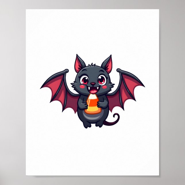 Vampire Bat mit Candy - Niedlicher Halloween-T - S Poster (Vorne)