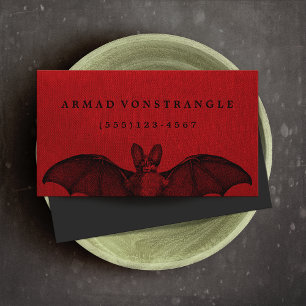 Vampire Bat Red Halloween Calling Card Visitenkarte