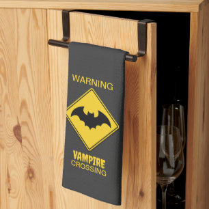 Vampire Bat Warnung Halloween Geschirrtuch