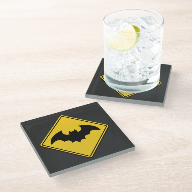 Vampire Bat Warnung Halloween Glasuntersetzer (Schrägansicht)
