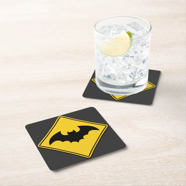 Vampire Bat Warnung Halloween Rechteckiger Pappuntersetzer (Vor Ort)