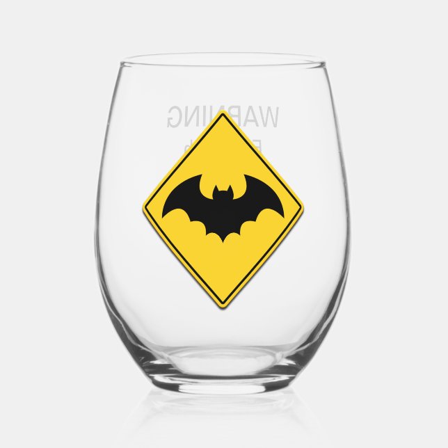 Vampire Bat Warnung Halloween Weinglas Ohne Stiel (Vorderseite)