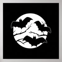 Vampire Bats Bäume Silhouette Vollmond Halloween