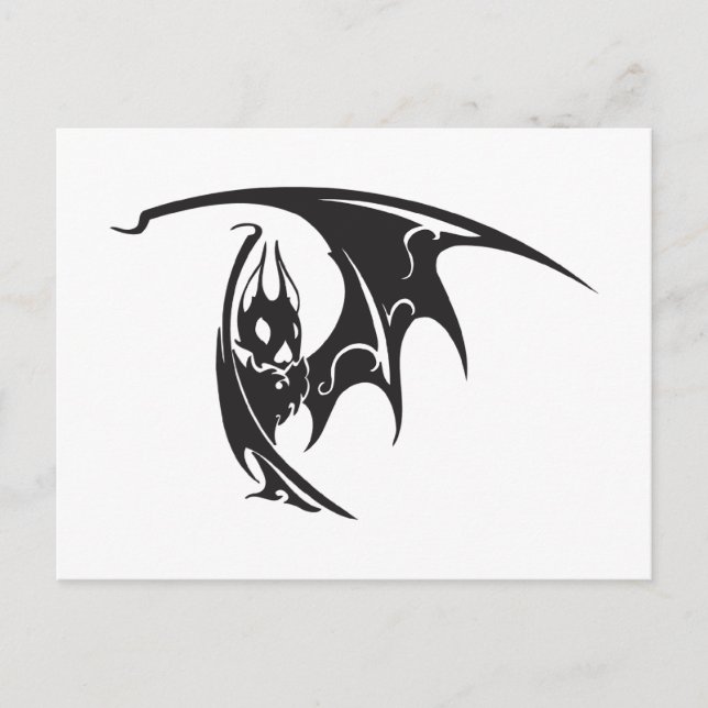 Vampire Bats Tattoo Style Artwork Schwarz-weiß Postkarte (Vorderseite)