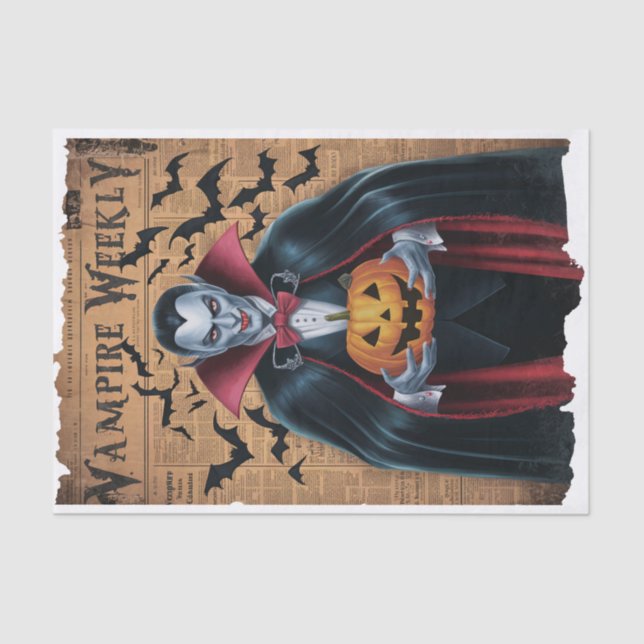 Vampire Bats Vintag Style Halloween Zeitung Seidenpapier (Vorderseite)