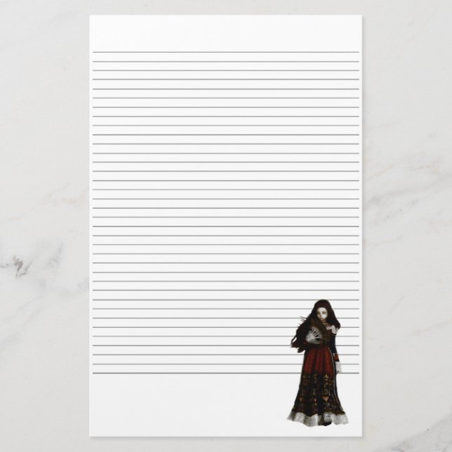 Vampire Beauty Lined Stationery Briefpapier (Vorderseite)