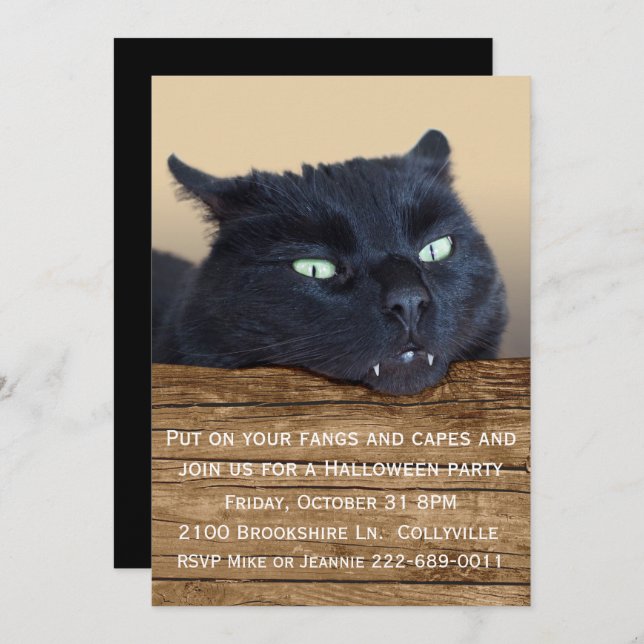 Vampire Black Cat Halloween-Party Einladung (Vorne/Hinten)