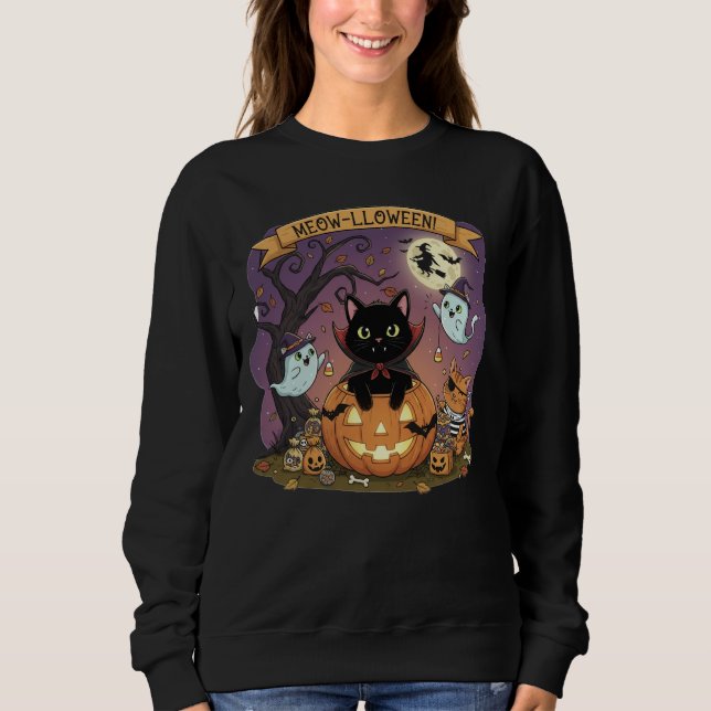 Vampire Black Cat Halloween Sweatshirt (Vorderseite)