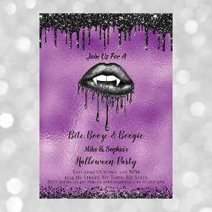 Vampire Black Glitzer Lips Adult Halloween Lila Einladung