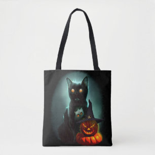Vampire Cat and Wizard Pumpkin Halloween Surreal