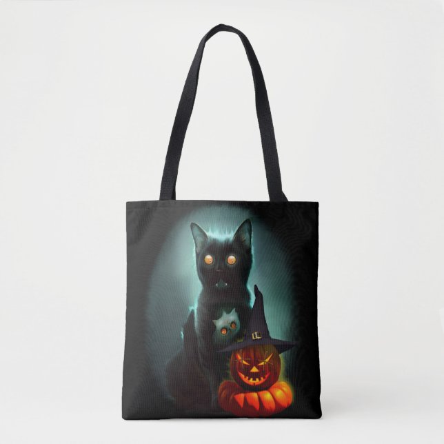 Vampire Cat and Wizard Pumpkin Halloween Surreal (Vorderseite)