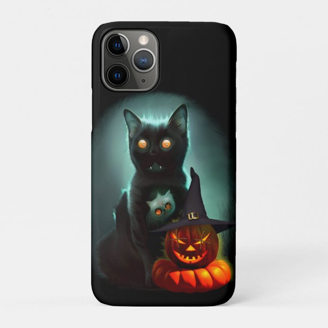 Vampire Cat and Wizard Pumpkin Halloween Surreal Case-Mate iPhone Hülle (Rückseite)