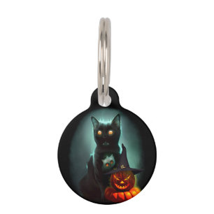 Vampire Cat and Wizard Pumpkin Halloween Surreal Haustiermarke