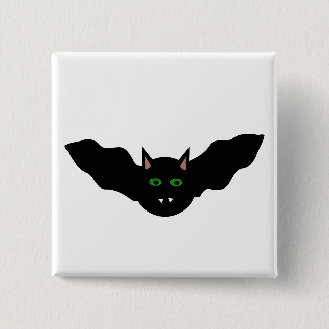 Vampire Cat Faced Bat Halloween Button (Vorderseite)