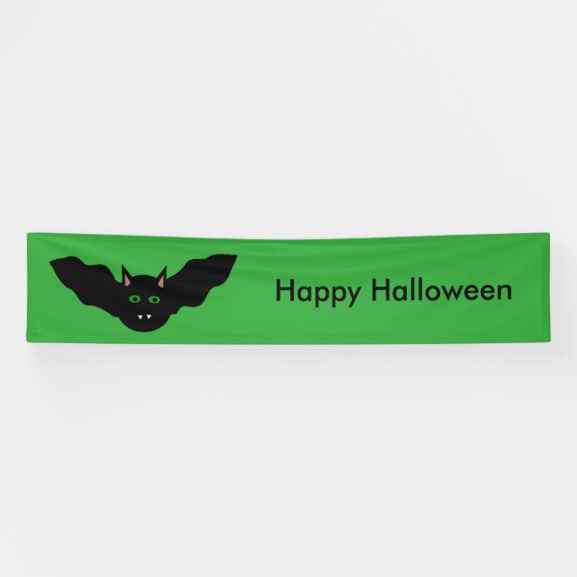 Vampire Cat Faced Bat Halloween Custom Banner (Horizontal)