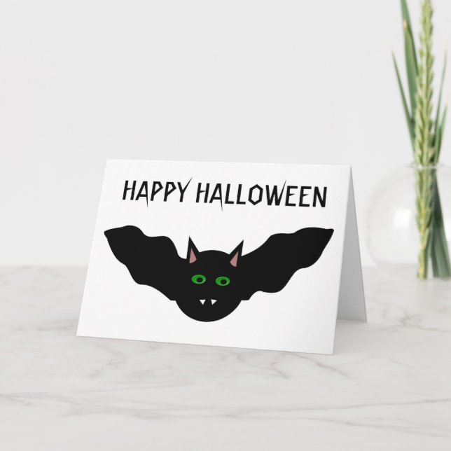 Vampire Cat Faced Bat Halloween Custom Card Karte (Vorderseite)