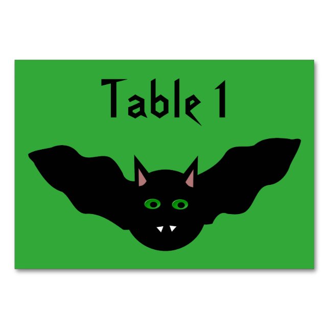 Vampire Cat Faced Bat Halloween Custom Tablecards Tischnummer (Vorderseite)