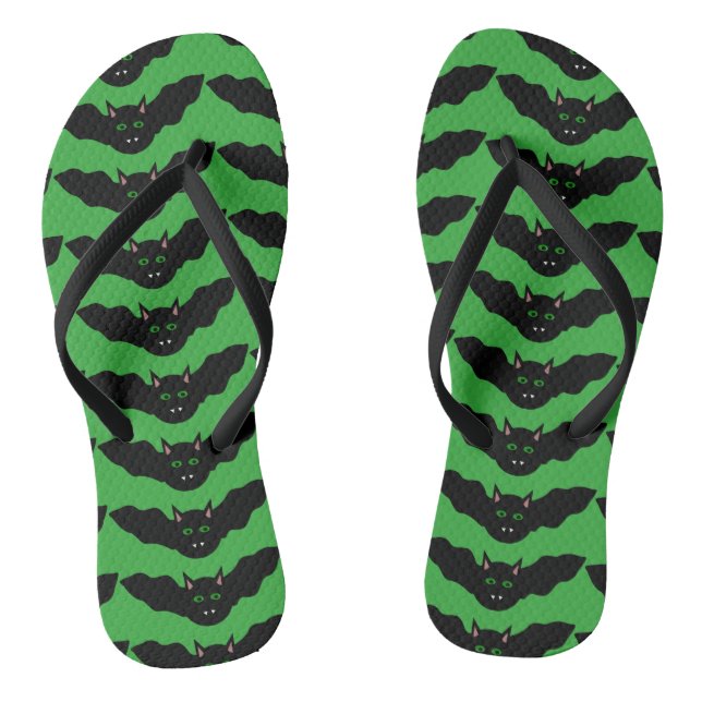 Vampire Cat Faced Bat Halloween Flip Flops (Fußbett)