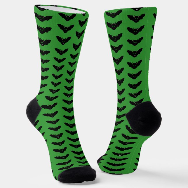 Vampire Cat Faced Bat Halloween Gemustert Socken (Gewinkelt)
