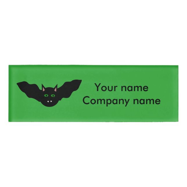 Vampire Cat Faced Bat Halloween Personalisiert Namenschild (Vorderseite)
