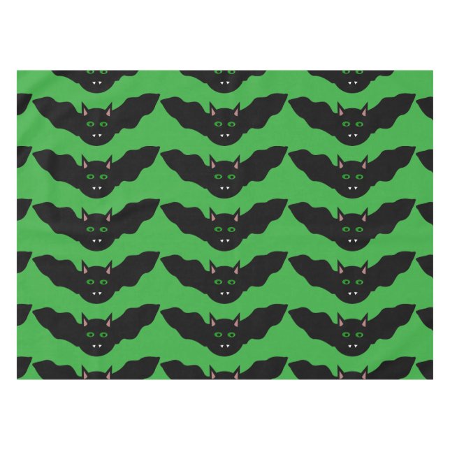 Vampire Cat Faced Bat Halloween Tableclout Tischdecke (Vorderseite (Horizontal))