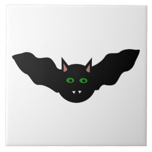 Vampire Cat Faced Bat Halloween Tile Fliese