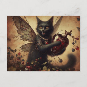 Vampire Cat Fairy Horror mit Flasche Postkarte