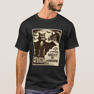 Vampire Cat Meowcula Vampurr Vintag Horror Poster T-Shirt