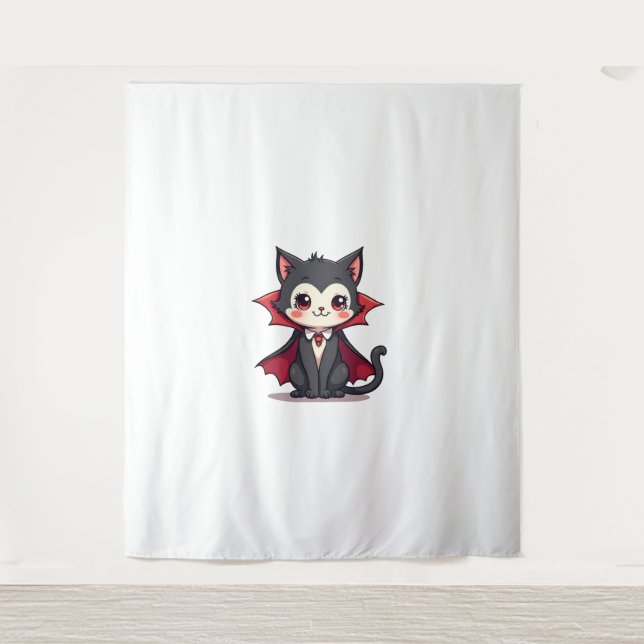 Vampire Cat - Niedliches Halloween Pet-T-Shirt Wandteppich (Vorderseite)