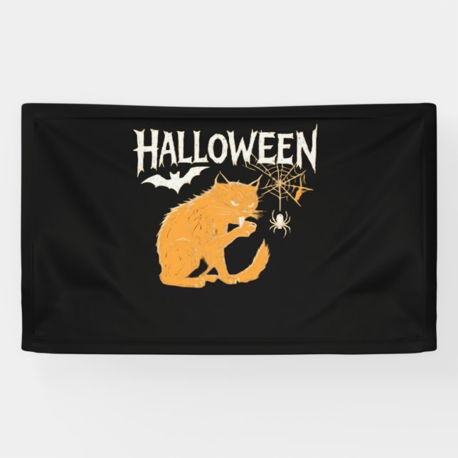 Vampire Cat's Halloween Classic T - Shirt Banner (Horizontal)