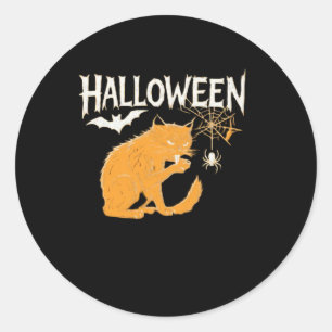 Vampire Cat's Halloween Classic T - Shirt Runder Aufkleber