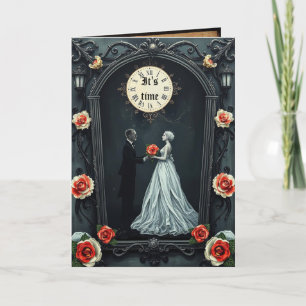 Vampire Couple Clock Gothic Wedding Einladung