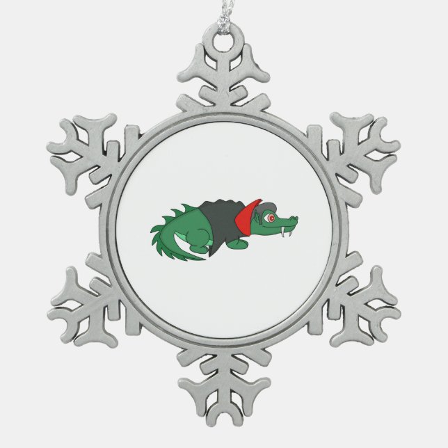 Vampire Crocodile Schneeflocken Zinn-Ornament (Vorderseite)