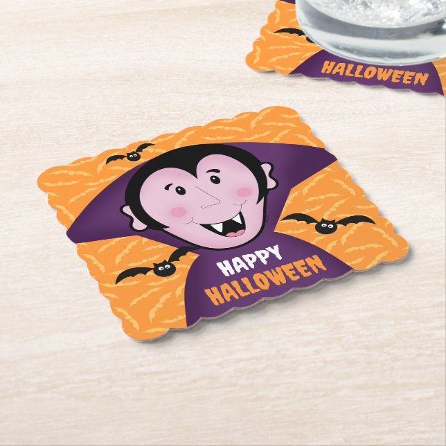 Vampire Dracula Bats Kinder Niedlich glückliches H Untersetzer (angewinkelt)