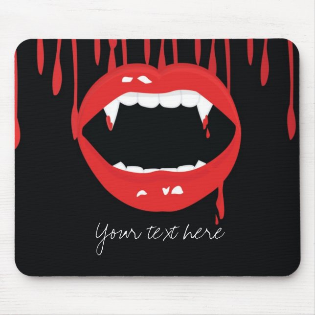 Vampire Dripping Blutes Halloween Teeth Mouse Pad Mousepad (Vorne)