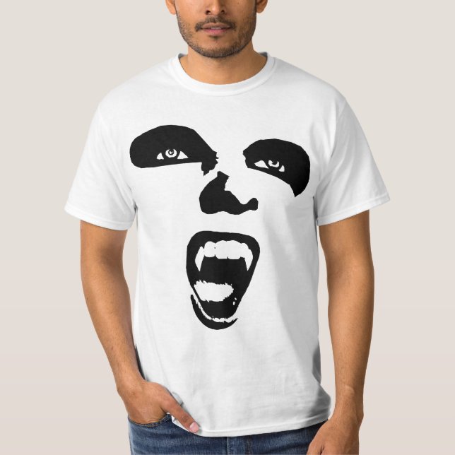 Vampire Face Horror Gotische Originalkunst T-Shirt (Vorderseite)